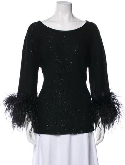 Pre-owned Neiman Marcus Cashmere Bateau Neckline Sweater In Multi