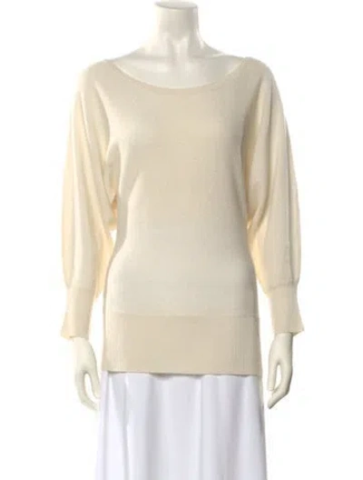 Pre-owned Neiman Marcus Cashmere Bateau Neckline Sweater In Neutral