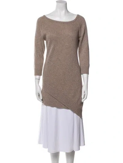 Pre-owned Neiman Marcus Cashmere Bateau Neckline Sweater In Neutral