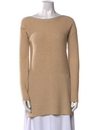 Pre-owned Neiman Marcus Cashmere Bateau Neckline Sweater In Neutral