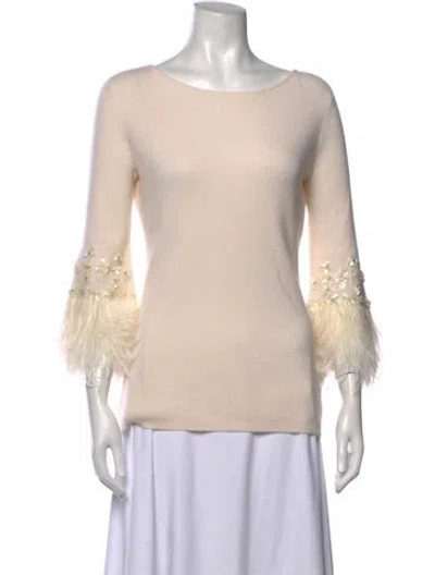 Pre-owned Neiman Marcus Cashmere Bateau Neckline Sweater In Neutrals