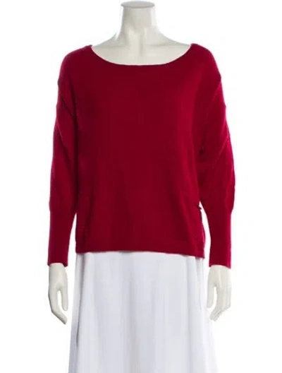 Pre-owned Neiman Marcus Cashmere Bateau Neckline Sweater In Red