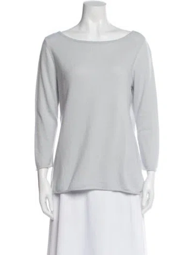 Pre-owned Neiman Marcus Cashmere Bateau Neckline Sweater In White