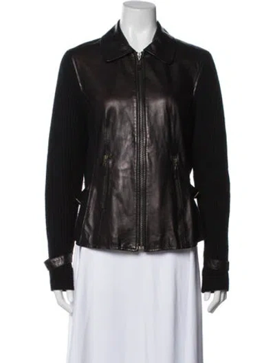 Pre-owned Neiman Marcus Cashmere Biker Jacket In Black