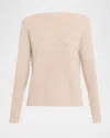 Neiman Marcus Cashmere Boat-neck Shaker Rib Sweater In Neutral