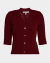 Neiman Marcus Cashmere Cable-knit Cardigan In Red