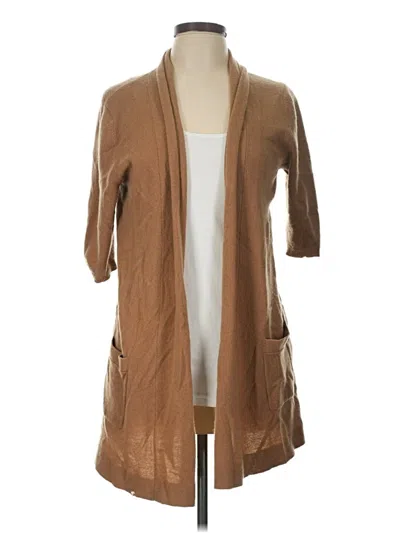 Pre-owned Neiman Marcus Cashmere Cardigan Sweater In Tan