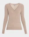 Neiman Marcus Cashmere Classic V-neck Sweater In Multi