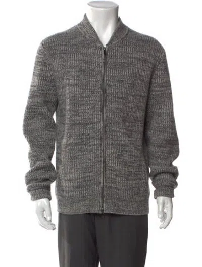 Pre-owned Neiman Marcus Cashmere Collar Cardigan In Grey