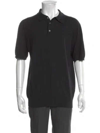 Pre-owned Neiman Marcus Cashmere Collar Polo Shirt In Black