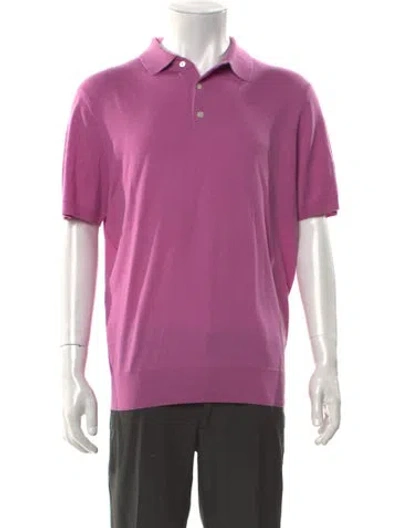 Pre-owned Neiman Marcus Cashmere Collar Polo Shirt In Purple