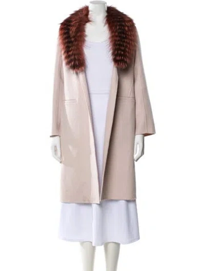 Pre-owned Neiman Marcus Cashmere Colorblock Pattern Coat In Pink