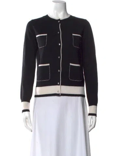 Pre-owned Neiman Marcus Cashmere Colorblock Pattern Sweater In Black