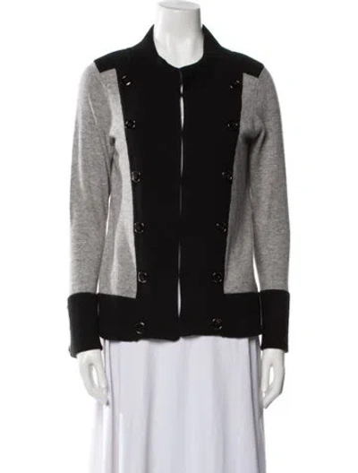 Pre-owned Neiman Marcus Cashmere Colorblock Pattern Sweater In Black