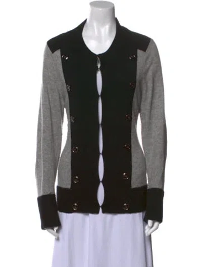 Pre-owned Neiman Marcus Cashmere Colorblock Pattern Sweater In Black