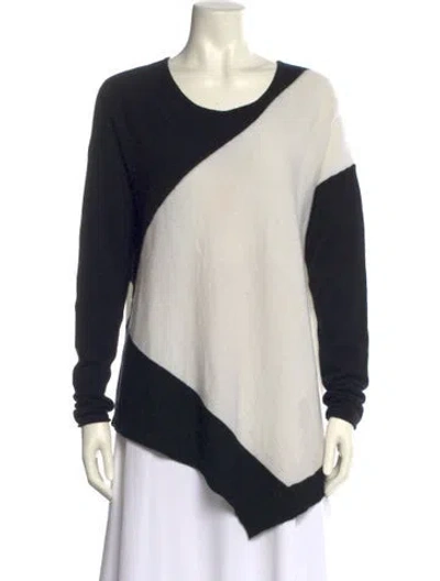 Pre-owned Neiman Marcus Cashmere Colorblock Pattern Sweater In Black