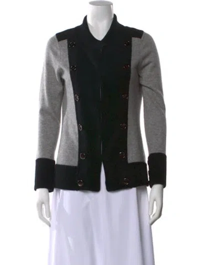 Pre-owned Neiman Marcus Cashmere Colorblock Pattern Sweater In Black