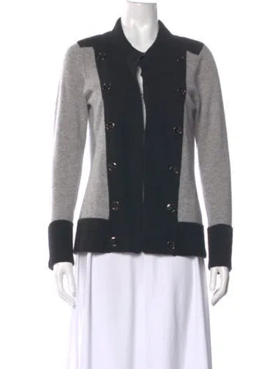Pre-owned Neiman Marcus Cashmere Colorblock Pattern Sweater In Black