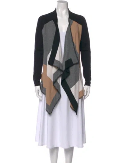 Pre-owned Neiman Marcus Cashmere Colorblock Pattern Sweater In Black/grey