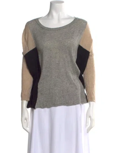 Pre-owned Neiman Marcus Cashmere Colorblock Pattern Sweater In Gray