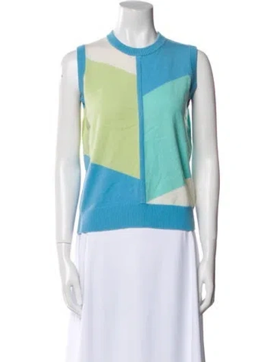 Pre-owned Neiman Marcus Cashmere Colorblock Pattern Sweater In Multi