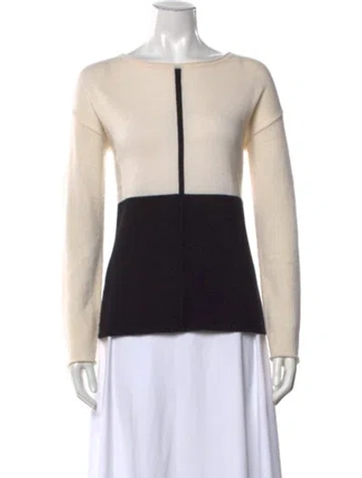 Pre-owned Neiman Marcus Cashmere Colorblock Pattern Sweater In Neutrals