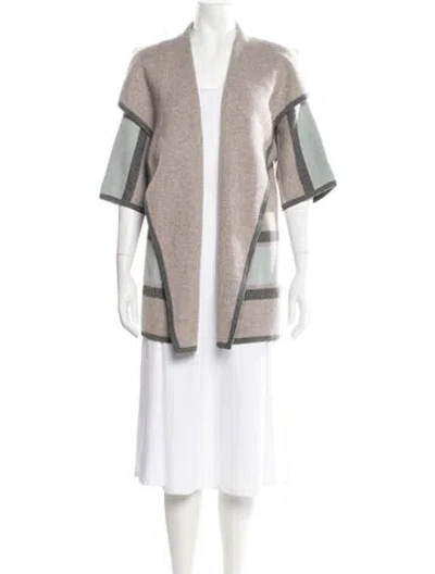 Pre-owned Neiman Marcus Cashmere Colorblock Pattern Sweater In Neutrals