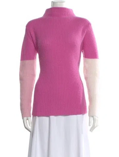 Pre-owned Neiman Marcus Cashmere Colorblock Pattern Sweater In Purple