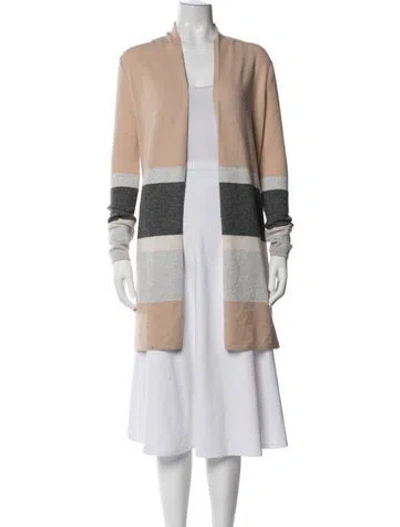 Pre-owned Neiman Marcus Cashmere Colorblock Pattern Top In Grey/neutrals