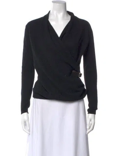 Pre-owned Neiman Marcus Cashmere Cowl Neck Sweater In Black