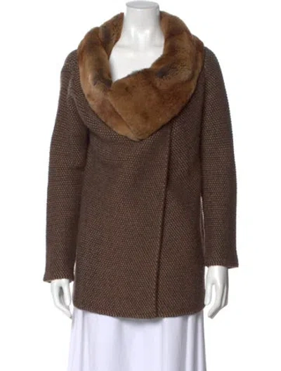 Pre-owned Neiman Marcus Cashmere Cowl Neck Sweater In Brown