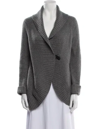 Pre-owned Neiman Marcus Cashmere Cowl Neck Sweater In Gray