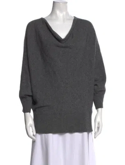 Pre-owned Neiman Marcus Cashmere Cowl Neck Sweater In Grey