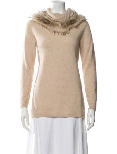Pre-owned Neiman Marcus Cashmere Cowl Neck Sweater In Neutral
