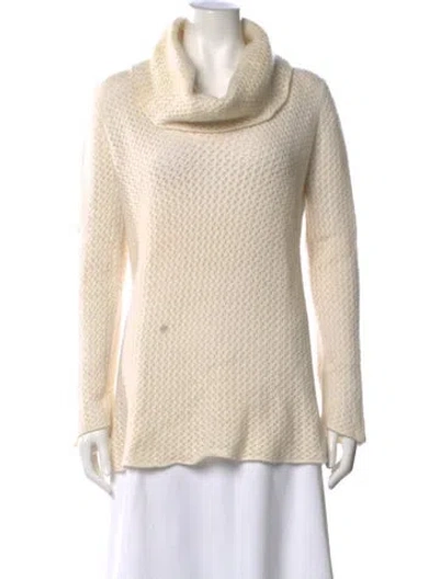 Pre-owned Neiman Marcus Cashmere Cowl Neck Sweater In Neutral