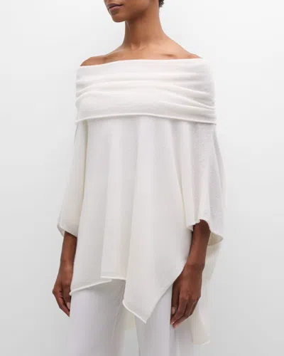 Neiman Marcus Cashmere Cowl-neck Tunic In Winter White