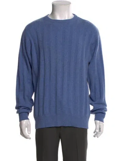 Pre-owned Neiman Marcus Cashmere Crew Neck Pullover In Blue