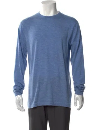 Pre-owned Neiman Marcus Cashmere Crew Neck Pullover In Blue