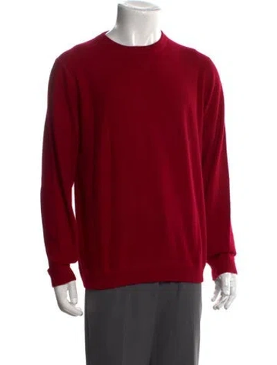 Pre-owned Neiman Marcus Cashmere Crew Neck Pullover In Red