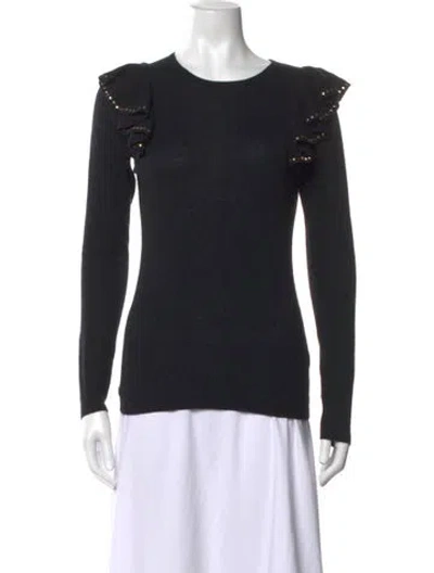 Pre-owned Neiman Marcus Cashmere Crew Neck Sweater In Black/gold
