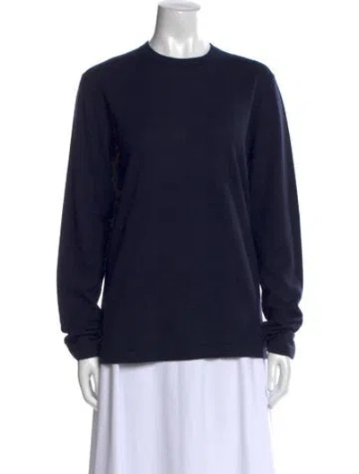 Pre-owned Neiman Marcus Cashmere Crew Neck Sweater In Blue