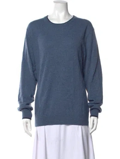 Pre-owned Neiman Marcus Cashmere Crew Neck Sweater In Blue