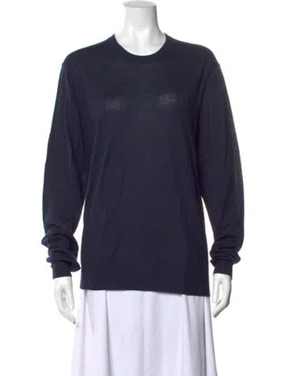 Pre-owned Neiman Marcus Cashmere Crew Neck Sweater In Blue