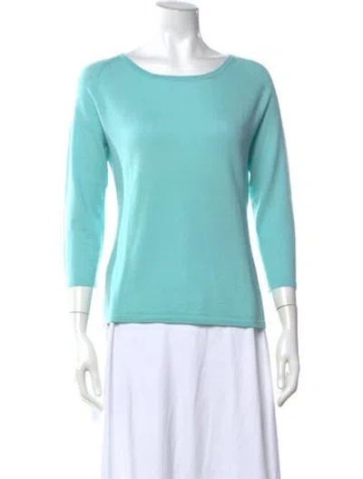 Pre-owned Neiman Marcus Cashmere Crew Neck Sweater In Blue