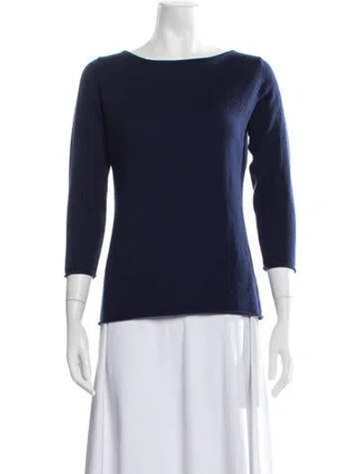 Pre-owned Neiman Marcus Cashmere Crew Neck Sweater In Blue