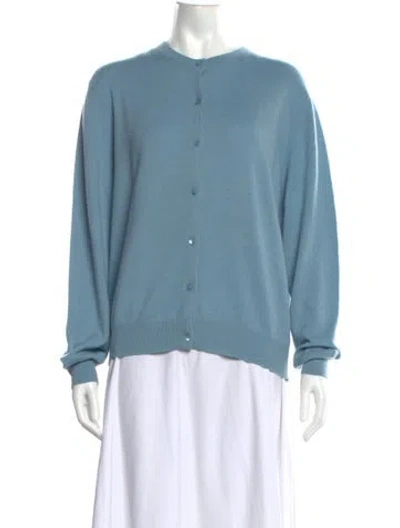 Pre-owned Neiman Marcus Cashmere Crew Neck Sweater In Blue