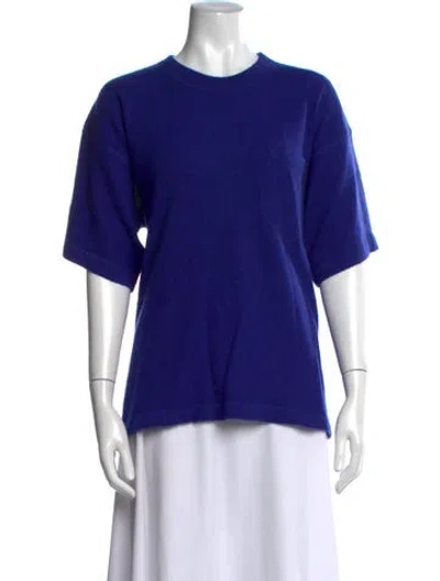 Pre-owned Neiman Marcus Cashmere Crew Neck Sweater In Blue