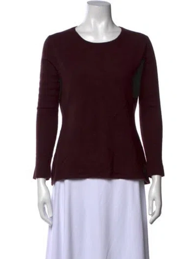 Pre-owned Neiman Marcus Cashmere Crew Neck Sweater In Burgundy
