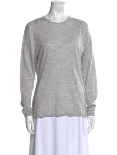 Pre-owned Neiman Marcus Cashmere Crew Neck Sweater In Gray