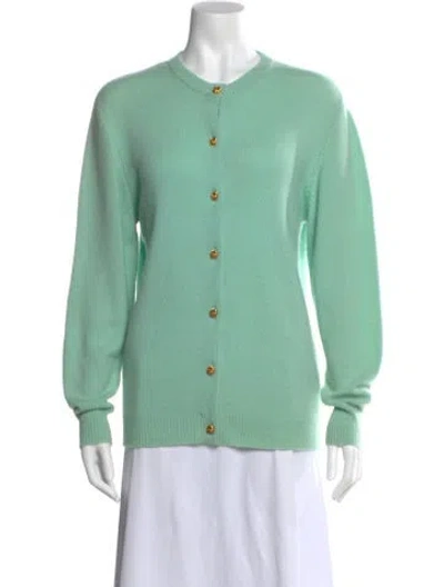 Pre-owned Neiman Marcus Cashmere Crew Neck Sweater In Green